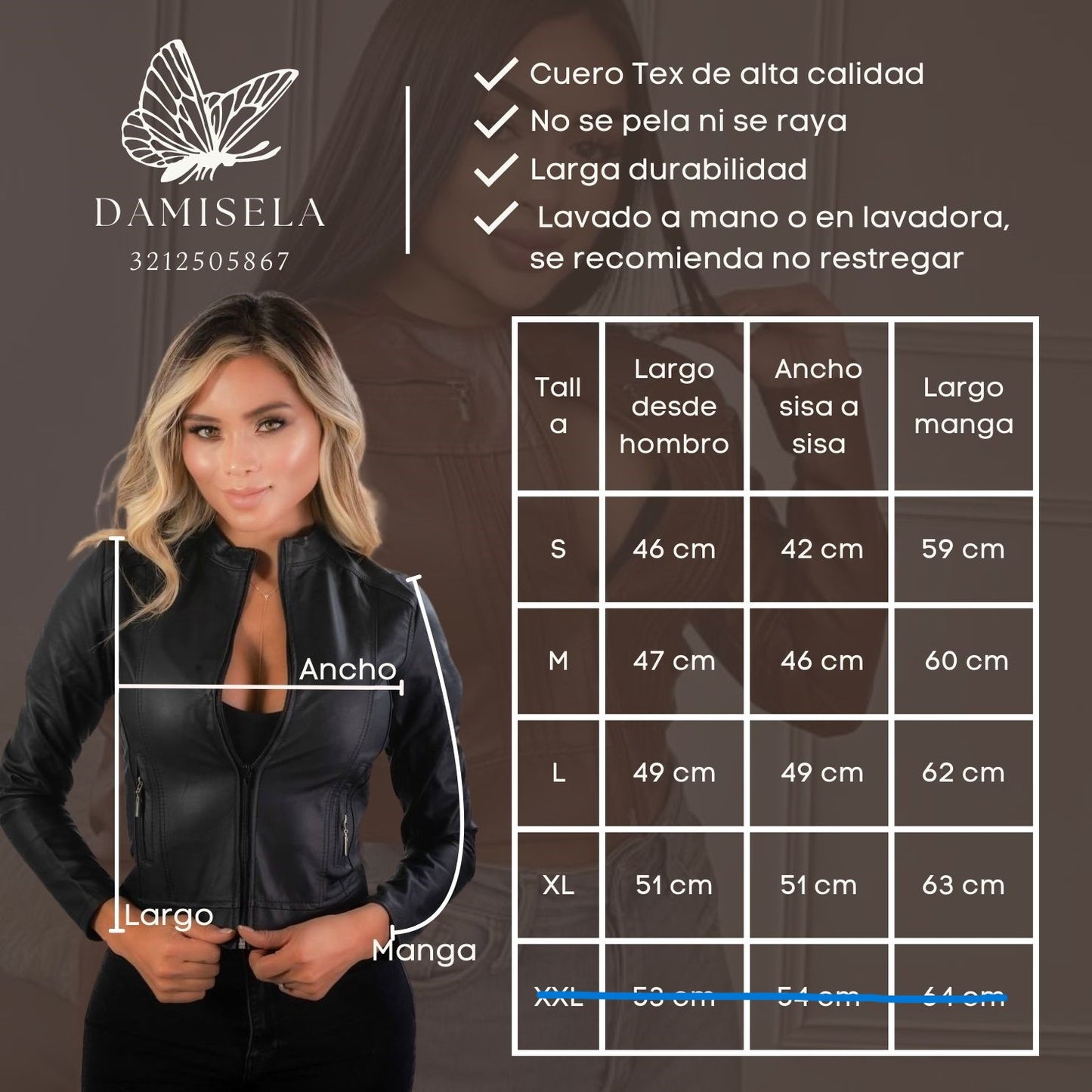 Chaqueta en cuero tes para dama R:TORERO